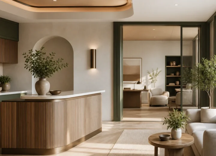 Warm fictional Akana Health demo clinic interior